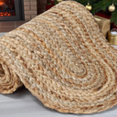 Pack of 1 Handwoven Oval Jute Braided Table Runner 13 x 36 Inch, 100% Natural Reversible Farmhouse Rustic Vintage Dining Table Runner for Home Decor, Kitchen, Indoor & Covered Door Entrances