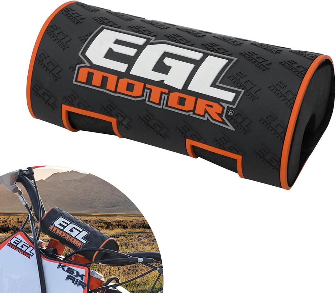 Dirt Bike Handlebar Pad - High-Density Sponge & Silicone Cover for Shock-Absorbing Comfort, Non-Slip Grip - Durable Motocross/Off-Road Protection (Orange)