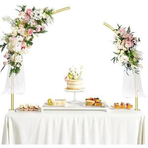Metal Balloon Arch Kit for Tabletop, 5.3Ft & 4.7Ft Over The Table Rod Stand with Clamps and Half Arch Balloon Stand for Garden Wedding, Birthday, Baby Shower, Christmas, Halloween Decorations, Gold