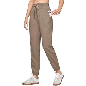 Willit Women Linen Pants Joggers Casual Lightweight Lounge Cotton Linen Travel Beach Summer Pants with Pockets 25.5"/28" M