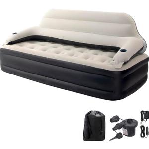 DIMAR GARDEN Twin Size Air Sofa Bed Mattress with Headboard and Pump, Blow Up Couch Inflatable Bed