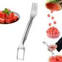 2-In-1 Stainless Steel Fruit Cutter, 2024 New Portable Watermelon Cutter Slicer Tool Melon Cube Cutter, Watermelon Windmill Fork Slicer Cutter for Summer Family Party Camping (1 Pc)