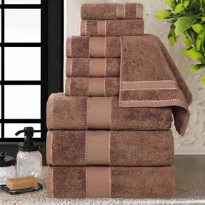 Superior Egypt Produced Giza Cotton 9 Piece Towel Set, Luxury Plush Bathroom Essentials, Quick Dry, Shower, Spa, Soft, Includes 3 Bath, 3 Hand, 3 Washcloth/Face Towels, Niles Collection, Chocolate