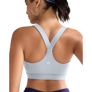 RUNNING GIRL Sports Bras for Women, Molded Cup High Impact Sports Bra Workout Bras for Women High Support Racerback (Medium, A-ice Grey)