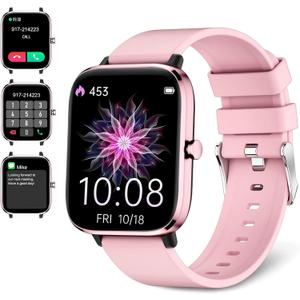 Smartwatch for Women - Call, Fitness Tracker, Heart Rate & Sleep Monitor, 1.69" Touch Screen, Waterproof - For Android & iPhone, Pink