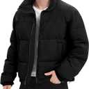 Flygo Mens Puffer Jacket Winter Coats Water Resistant Long Sleeve Zip Up Lightweight Quilted Down Jackets Size L