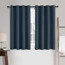 MIULEE 100% Blackout Linen Curtains for Bedroom 52x54 Inches Navy | Room Darkening, Light Blocking, Thermal Insulated, Grommet Top, Linen Textured, Window Curtains for Living Room, 2 Panels