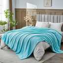 NEWCOSPLAY Super Soft Queen Blanket Turquoise Premium Silky Flannel Fleece Leaves Pattern Lightweight Bed Blanket All Season Use (Turquoise, Queen(90"x90"))