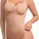 Lover-Beauty Shapewear Bodysuit for Women Tummy Control Seamless Sculpting Snatched Waist Thong Bodysuit with Removable Pads (Medium, Dark Beige)