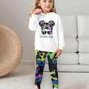 Little Girls Clothes Printed Hoodie Girls Sweatshirt Toddler Girl Clothes  (Neon) 3-4Y
