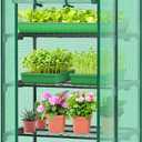 Ohuhu Mini Greenhouse for Indoor Outdoor, 27 x 19 x 62-Inch Small Plant Green House 4-Tier Rack Stand Portable Greenhouses with Durable PE Cover for Seedling, Ideal Gardening Gifts for Women Men