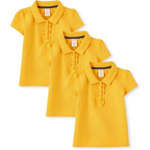 Gymboree Girls' and Toddler Short Sleeve Ruffle Polo Shirt Multipack, 12