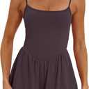 Beaully Women's Summer Sleeveless Rompers Spaghetti Strap Double Lined Shorts Jumpsuit One Piece Outfits (X-Large, Dark Purple)