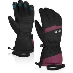 Waterproof Ski Gloves,Waterproof Winter Gloves for Men and Women,Touchscreen, Warm 3M Thinsulate Winter Gloves for Skiing, Snowboarding, Snowmobiling, Hiking and Other Winter Outdoor Activity (Medium, Rose Red)