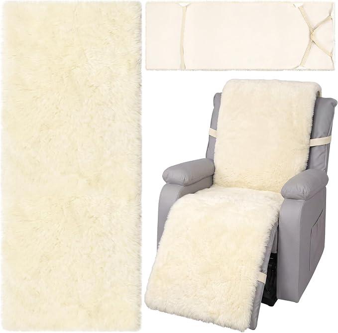 Marsui Recliner Sheepskin Pad Recliner Chair Cover, White, 1.8 x 5.6 ft
Lambskin Chair Cover, Fluffy Fur Mat for Long Seat Home, Hospital, Warm, Super Soft Stress Relief for Elderly Pregnant Women