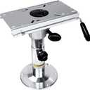 Adjustable Aluminum Boat Seat Pedestal 13-19 Inch Height with Slide Mount, Boat Chair Base with Locking Mechanism, Smooth 360 Rotation, for Fishing Boats and Marine Vessels