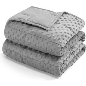 Kivik Breathable Weighted Blanket for Adults, 15 lbs Ultra Soft Minky Dot Heavy Blankets, Reversible Cooling and Warm Blanket for All Seasons, Machine Washable, 60"x80" Queen Size, Grey