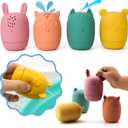 Bumble Bear Mold Free Silicone Bath Toys, Baby Bath Toys 6-12 Months, Toddlers 1-3, Non Toxic Infant Bathtub Toy, Water Toys, Pool Toy, Dishwasher Safe (Coral)