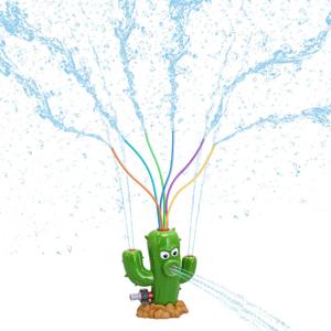 HeySplash Water Sprinkler Toy, Sprinkler for Kids Outdoor Play, Sprinkler Toy with 6 Wiggle Tubes, Outside Backyard Lawn Toys, Splashing Fun for Over 3 Year Boys Girls, Attach to Garden Hose, Cactus