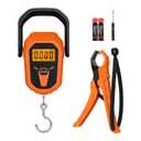 Fish Scale, Waterproof Floating Fishing Scale with Lip Gripper, 110lb/50kg Hanging Digital Fish Digital Scale, Floating with LCD Backlit, Tape Measure for Fishing Hunting, Batteries Included (Orange)