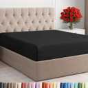 Queen Fitted Bed Sheet - Bottom Single Fitted Sheet Only - Ultra-Soft Hotel Luxury Bedding w/ 8-16 Inch Deep Pockets - Breathable, Cooling & Wrinkle Free - Easy-Care, Fade & Shrink Resistant - Black