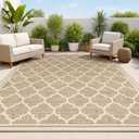 JONATHAN Y Moroccan Trellis Indoor Outdoor Area Rug 6X9 Brown/Beige, Trebol Textured Weave for Backyard, Patio, Porch, Easy-Cleaning, High Traffic, Pet-Friendly, Non-Shedding (SMB109A-6)