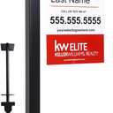 Vinyl PVC Black Real Estate Sign Post with Flat Cap 6ft. (4"x 4"x 72") Realtor Yard Signs Posts for Open House and Home for Sale, 36" Arm Holds Up to 24" Panel(No Panels)