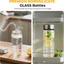 Sursip Glass Juice Bottles 6 Pack 12 oz Wide Mouth Borosilicate Glass Bottles with Lids Heat-Resistant, Leakproof, BPA Free, Reusable for Juicing, Smoothies, Milk, Protein Drinks, Water