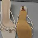 LAICIGO Women's Square Open Toe Mule Heeled Sandals Stiletto Kitten Heel Thong Knot Slip On Backless Leather Slides 7.5