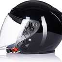 Vintage Motorcycle 3/4 Open Face Helmet, Solid Color Half Face Helmet, DOT Certified Adult Men Women Retro Helmet, Electric Scooter Moped Jet Classic Helmet with Visor (X-Large)