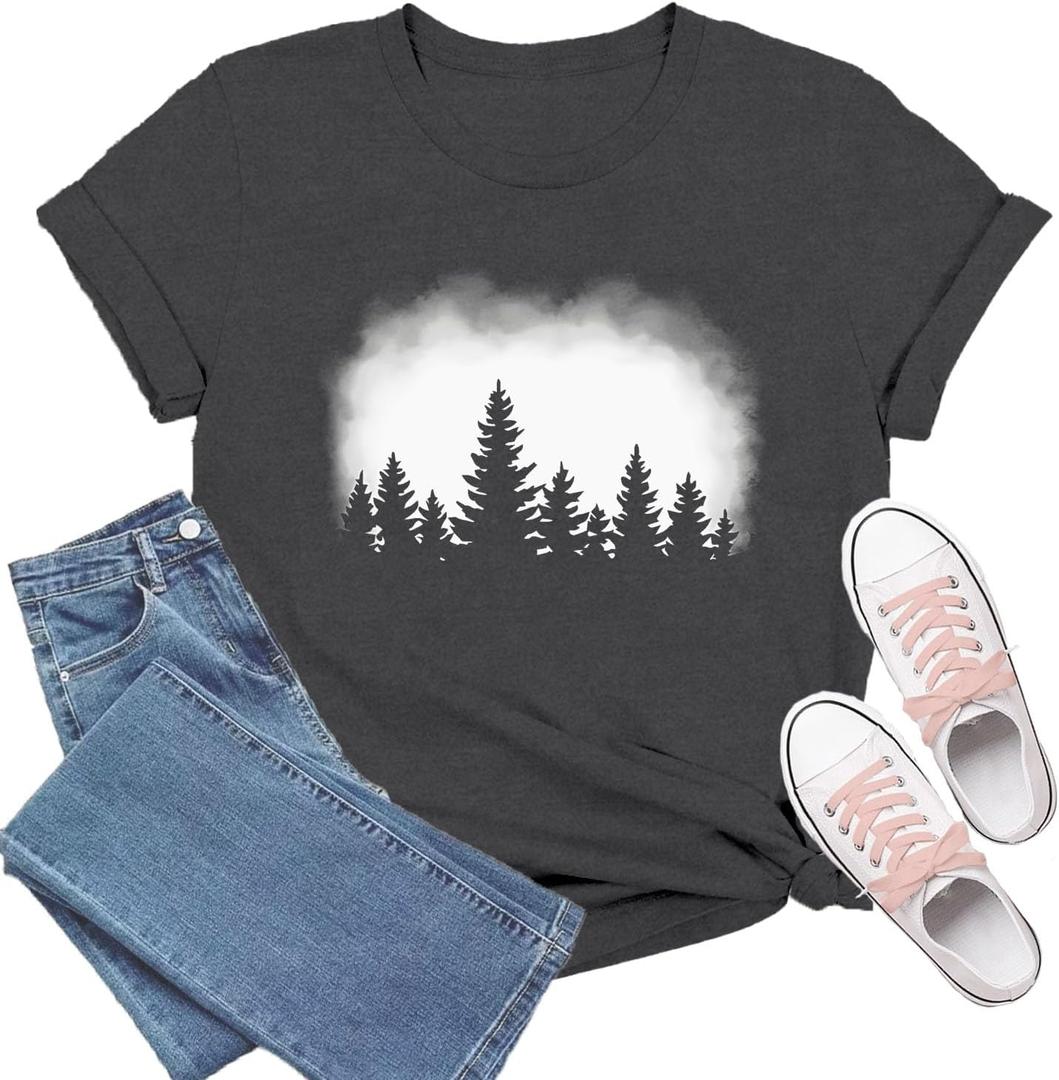 Hiking Shirts Women Nature T-Shirt Outdoor Camping Tee Tops (Gray, M)