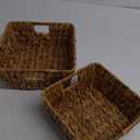 Water Hyacinth Storage Baskets Set of 2, Woven Basket for Gifts Empty, Handwoven Wicker Baskets Organizers with Handles for Pantry, Living Room，Shelf & Home Decor, Medium
