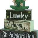 St. Patrick's Day Wooden Tabletop Decor,Happy St. Patrick's Day Wood Sign For Indoor Home Decoration