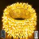 Ollny 400LED 131FT Christmas Lights Outdoor, Clear Wire Fairy Lights with Remote 3 Timer, Plug in 8 Modes String Lights for Bedroom Indoor Outside House Party Xmas Decorations, Warm White