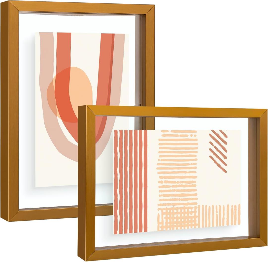 Frametory, 5x7 Floating Picture Frame - Metal Photo Frame - Real Glass - for Wall Mount or Tabletop Display (Bronze, 2 Pack) Frametory, 5x7 Floating Picture Frame - Metal Photo Frame - Real Glass - for Wall Mount or Tabletop Display (Bronze, 2 Pack)