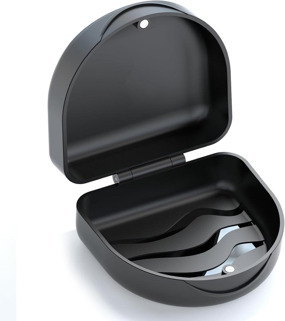Retainer Case Denture Case: BVN Orthodontic Dental Case, Slim Braces Case, Mouth Guard Case, Denture Box, Teeth Aligner Case, Night Guard Case Container Storage Holder Black
