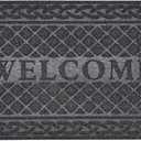 Superio Non-Slip Welcome Doormat for Entrance, Indoor/Outdoor Door Mat, Waterproof, Easy Clean, Low Pile Mats for Entry, Garage, Patio, High Traffic Areas, Natural Lattice Coir, 18"x30" (Black)