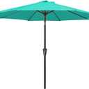 JEAREY 9FT Outdoor Patio Umbrella Outdoor Table Umbrella with Push Button Tilt and Crank, Market Umbrella 8 Sturdy Ribs UV Protection Waterproof for Garden, Deck, Backyard, Pool (Aqua Sky)