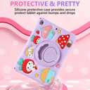 for iPad 9th 8th 7th Generation Case Kids Girls Strawberry Cover for iPad 10.2 Inch with Rotating Kickstand Shoulder Strap Soft Silicon Shockproof Protective Tablet Cover for 9/8/7 Gen 10.2 inch (Patterned Purple)