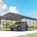 12'x20' Heavy Duty Metal Carport, Outdoor Garage Car Shelter Shade with Heavier Frame, Galvanized Roof for Car and Boats, Grey