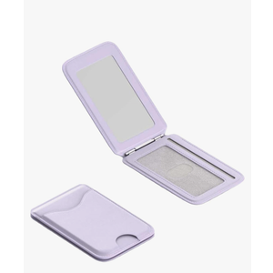 Upgraded for Magsafe Wallet, Strong Magnetic Phone Wallet with Adjustable Stand, Built in Makeup Mirror, 5 Card Holder, Rfid Blocking (Light Purple Fold)