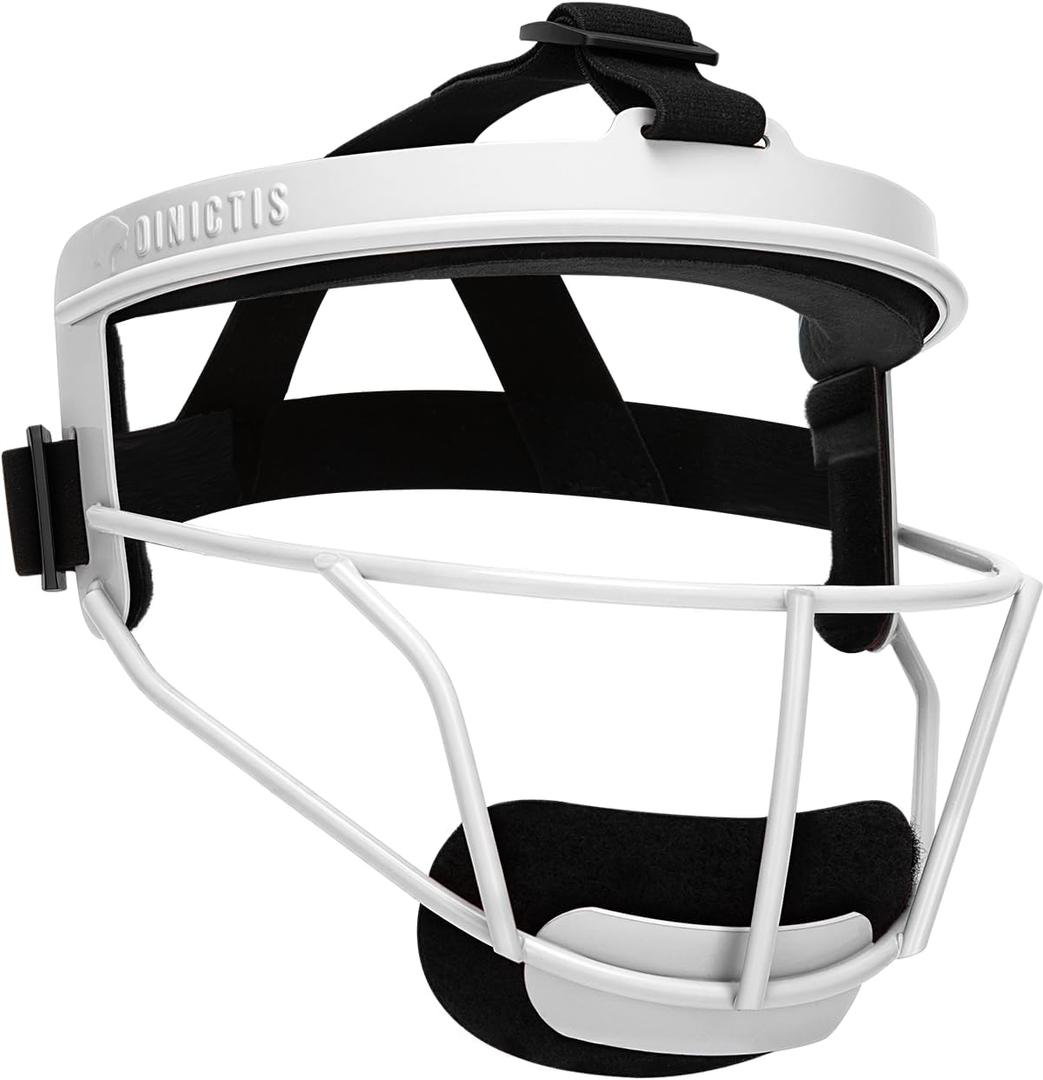 Dinictis Softball Face Mask, Lightweight, Comfortable, with Wide Field Vision, Durable and Safe Face Guards, Premium Protective Softball Fielder's Mask (White, M)