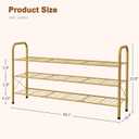 Hoctieon 3 Tier Mesh Style Shoe Rack, Entryway Shoe Shelf, Shoe Storage Organizer, Shoe Rack for Closet, Space Save for Bathroom, Garage, Hallway, Bedroom, Living Room, Gold