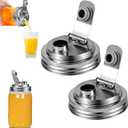 2 Pack Stainless Steel Wide Mouth Mason Jar Pour Spout Lid, Mason Jar Pitcher Flip Cap Lids, Airtight & Leak-proof Seal, Canning Lids for Wide Mouth Ball Mason Jar (silver lid)