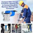 3/4 inch Air Hose 50FT Include 2 Pcs Chicago Connectors, Industrial Compressor Air Hose 100% Rubber, 300 PSI, 50F to 190F Degrees High Strength Polyester Braided Replacement Air Line Kit