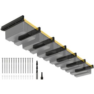 Eastrexon 6-bin Overhead Garage Storage Rack, Ceiling Storage Racks Heavy Duty, Powder Coated Tote Storage Rack for Garages, Sheds, Storerooms (7 PCS, for 6 Bins)