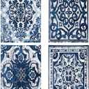 kunlisa Boho Vintage Navy Blue Kitchen Towels,Bathroom Kitchen Decor,16x24 Inch Set of 4