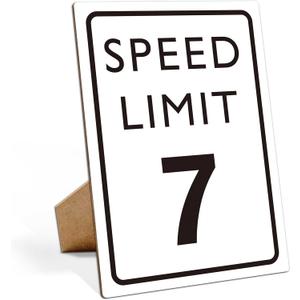 Race Car Birthday Decor, Speed Limit Sign, Fast Seven, Race Car Birthday Party Decorations, 811 Wooden Play Sign with Stand, Let's Go Racing Party Supplies for Boy Race Fans - LP068
