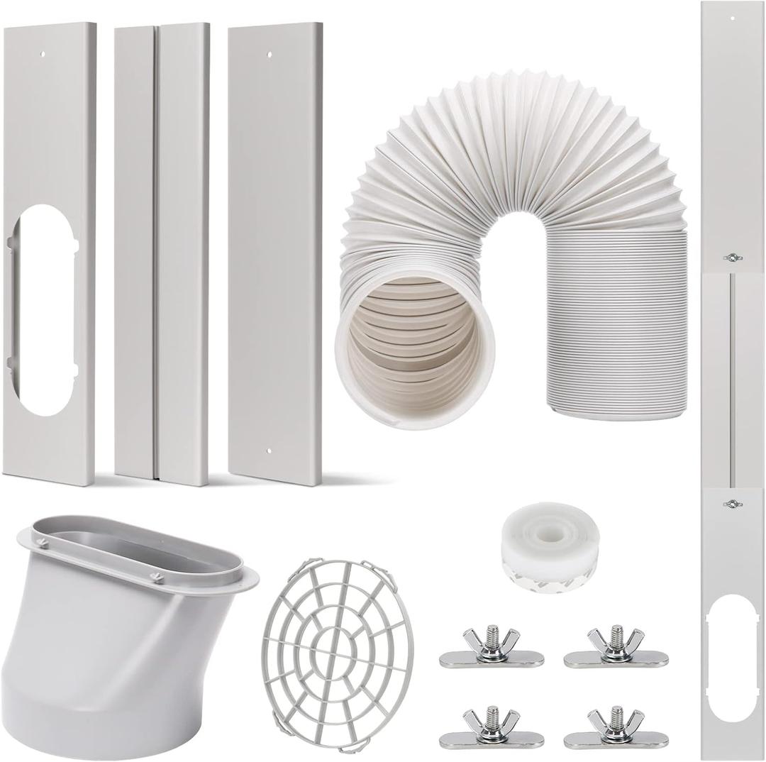 Portable AC Window Vent Kit with 5.9 Exhaust Hose Window Seal Kit for Portable Air Conditioner, Adjustable Portable AC Windows Vent Kit for Sliding Horizontal and Vertical Window