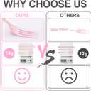 WDF 180 Pieces Pink Plastic Silverware with Gold -Pink Plastic Utensils Set - 60 Guest Cutlery Disposable for Birthday Party Baby Shower Wedding Spring